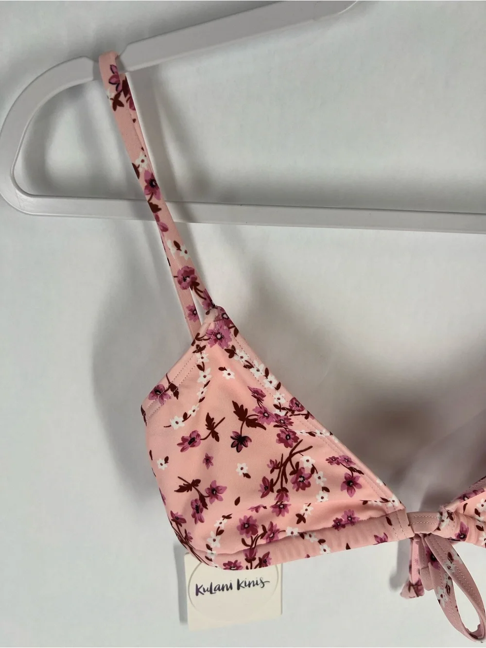 Kulani Kinis Angel Baby Bralette Bikini Top Pink Floral Size S NWT